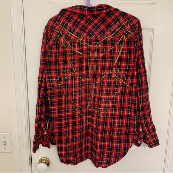 Bethany Mota x Aeropostale Red Flannel with Studs - Picture 2 of 5
